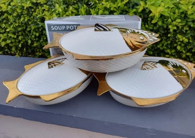 Fish golden serving bowls