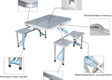Foldable camping chairs and tables