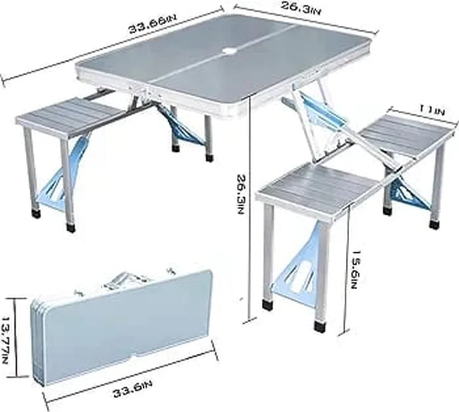 Foldable camping chairs and tables
