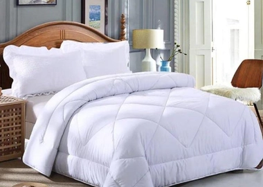 White satin stripped binded duvets