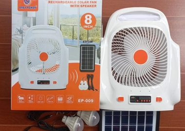 Rechargeable solar powered fan