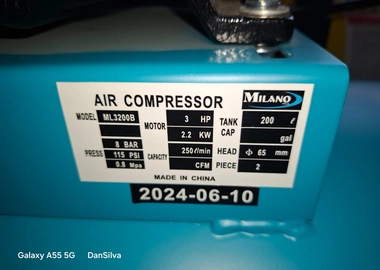 200l Electric Air Compressor. 3hp motor single phase