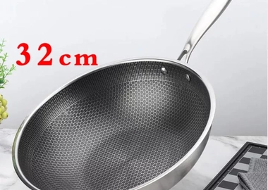 Honey Comb stainless steel wok pan