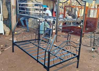 Black metal double decker bed frame