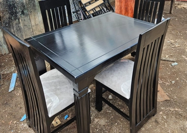 Stylish black wooden dining set