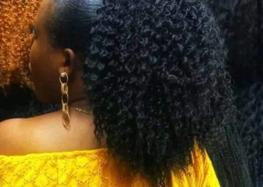 Curly semi human hair extension