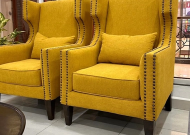 Yellow 1-Seater Sofa – KSh 25,000 (Quality Fabric & HD Cushions)