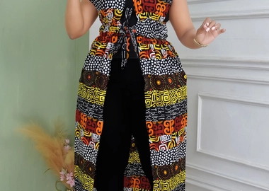Sleeveless kimono Ankara design