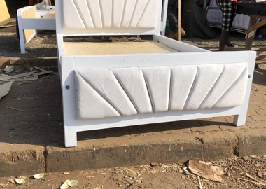 Cream velvet design bed