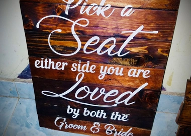 Assorted rustic wooden signages