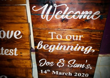Assorted rustic wooden signages