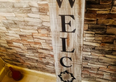 Customized rustic welcome sign