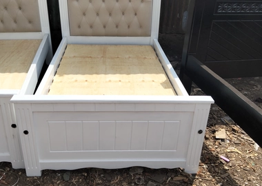 4ft by 6ft White Tufted Wooden Bed Frame