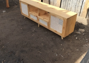 Stylish Wooden TV Stand with Modern Storage Design