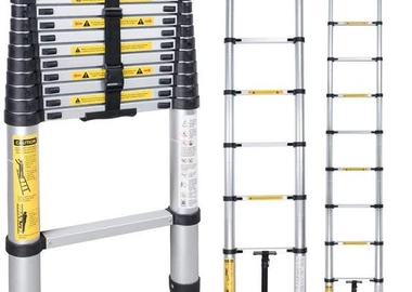 Aluminium single telescopic ladder