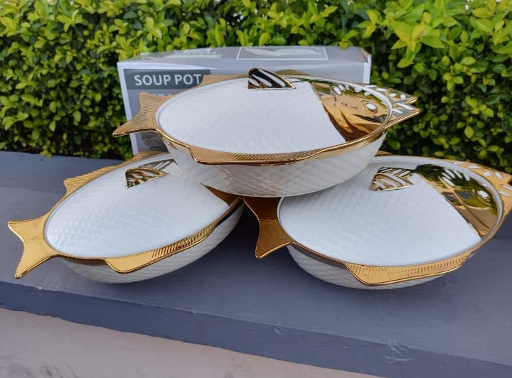 Fish golden serving bowls