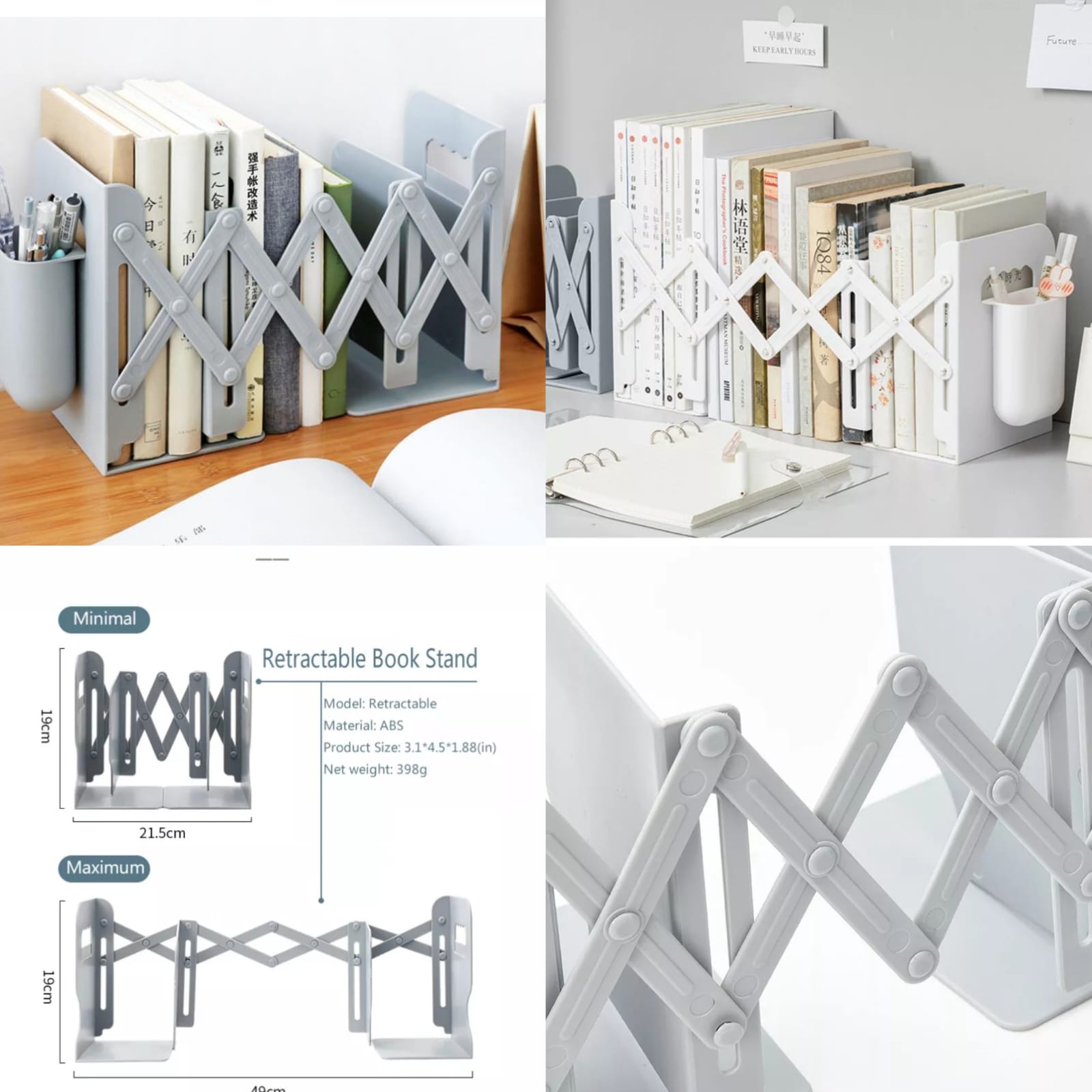 Retractable book ends & shelf