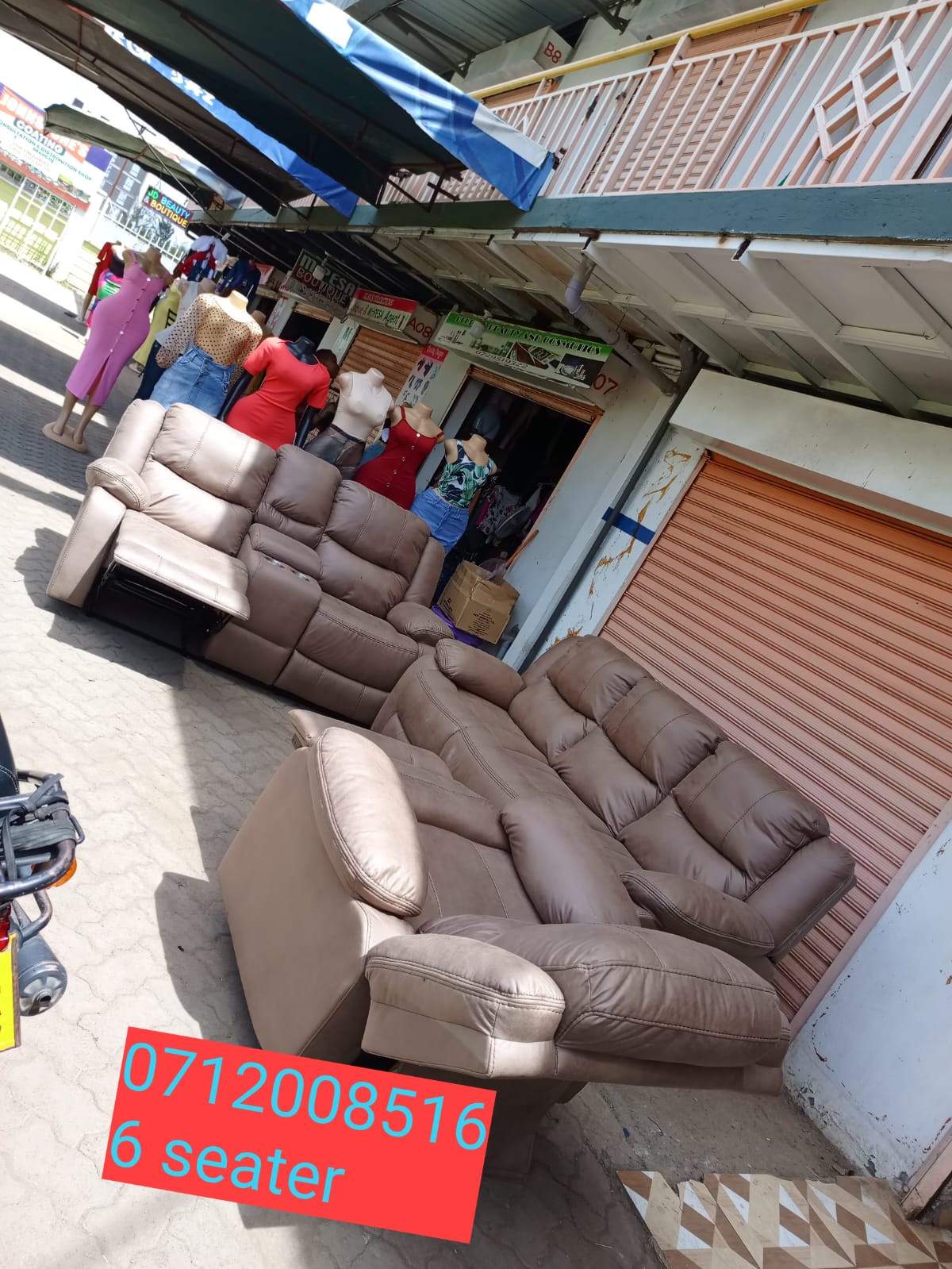 Brown six seater imported microfabric recliners