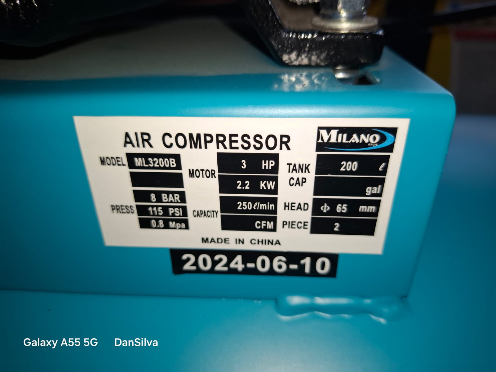 200l Electric Air Compressor. 3hp motor single phase