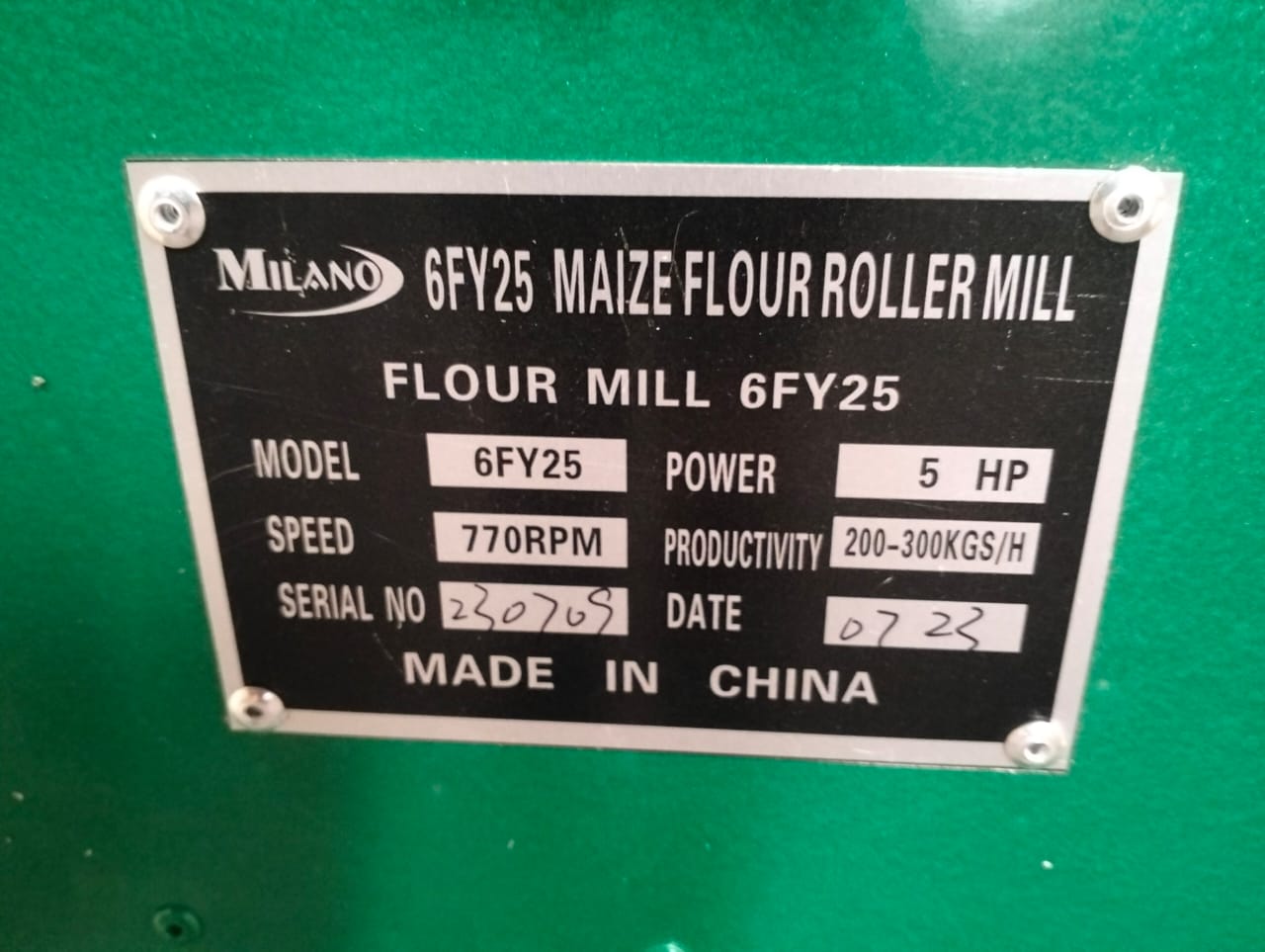 Maize floor roller mill. Complete with crusher motors and frame.