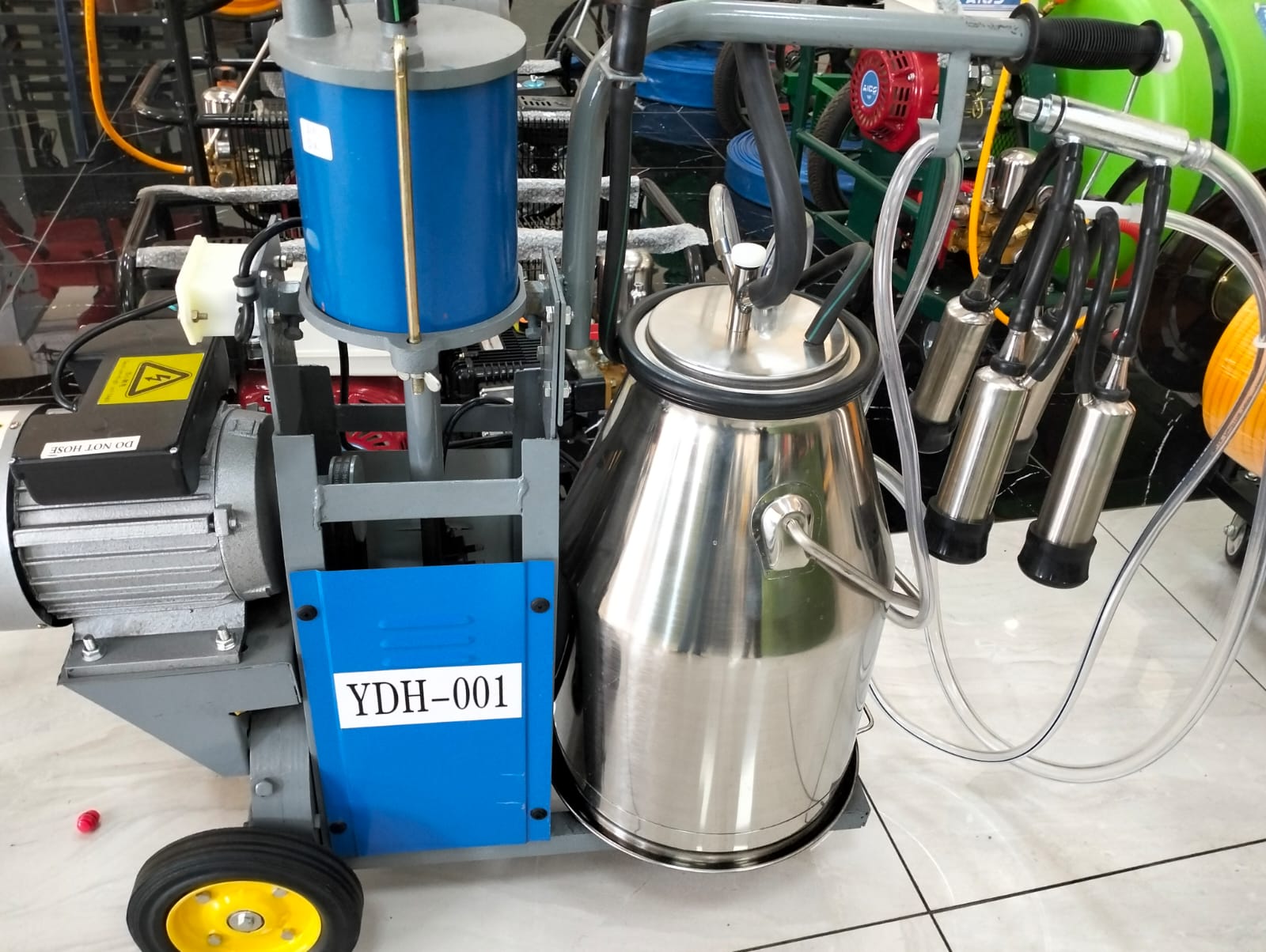 Single bucket milking machine.