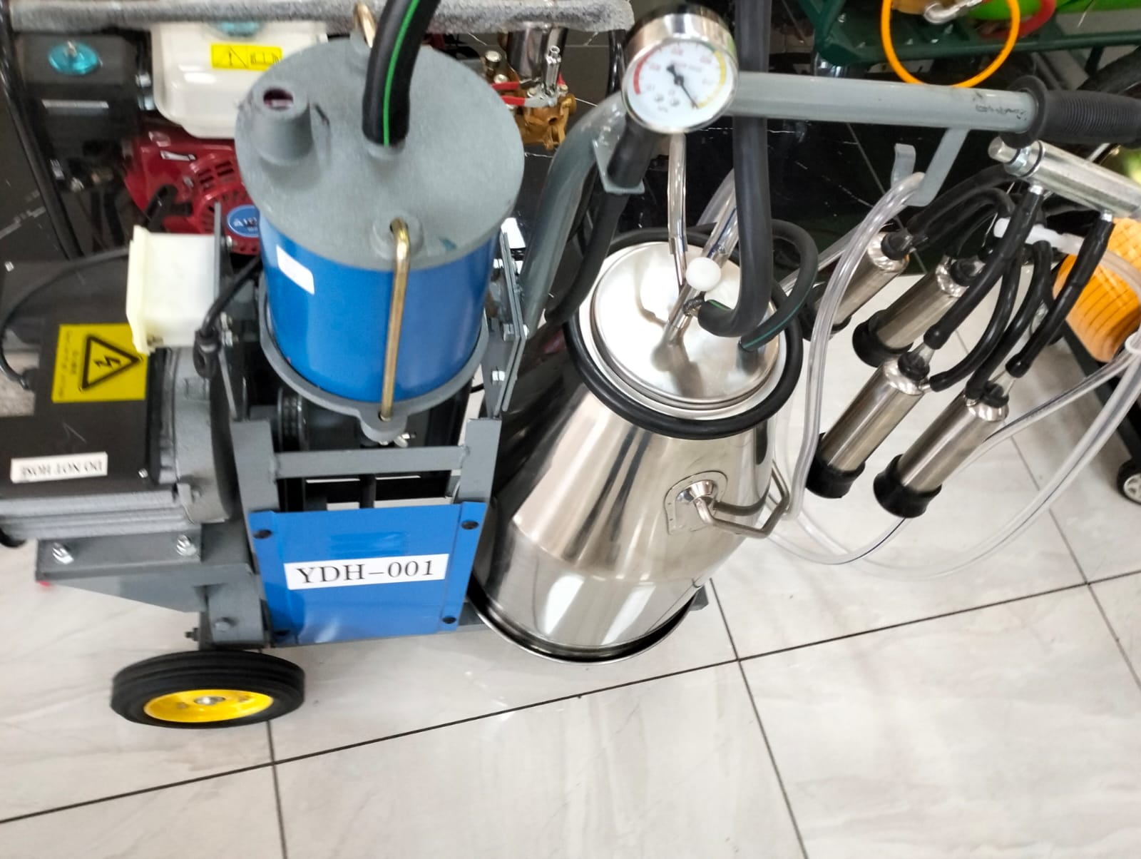 Single bucket milking machine.