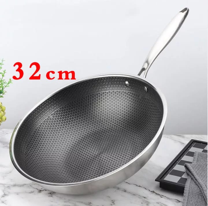Honey Comb stainless steel wok pan