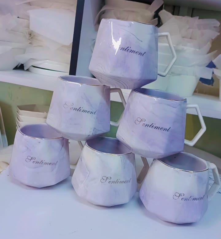 6 PCS ceramic fancy mugs