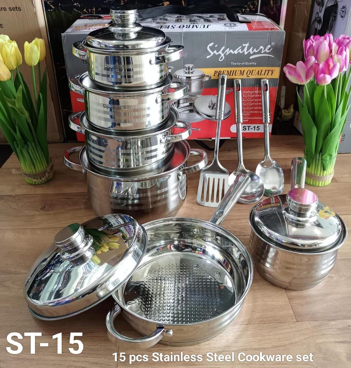 15 PCS Signature stainless cookware