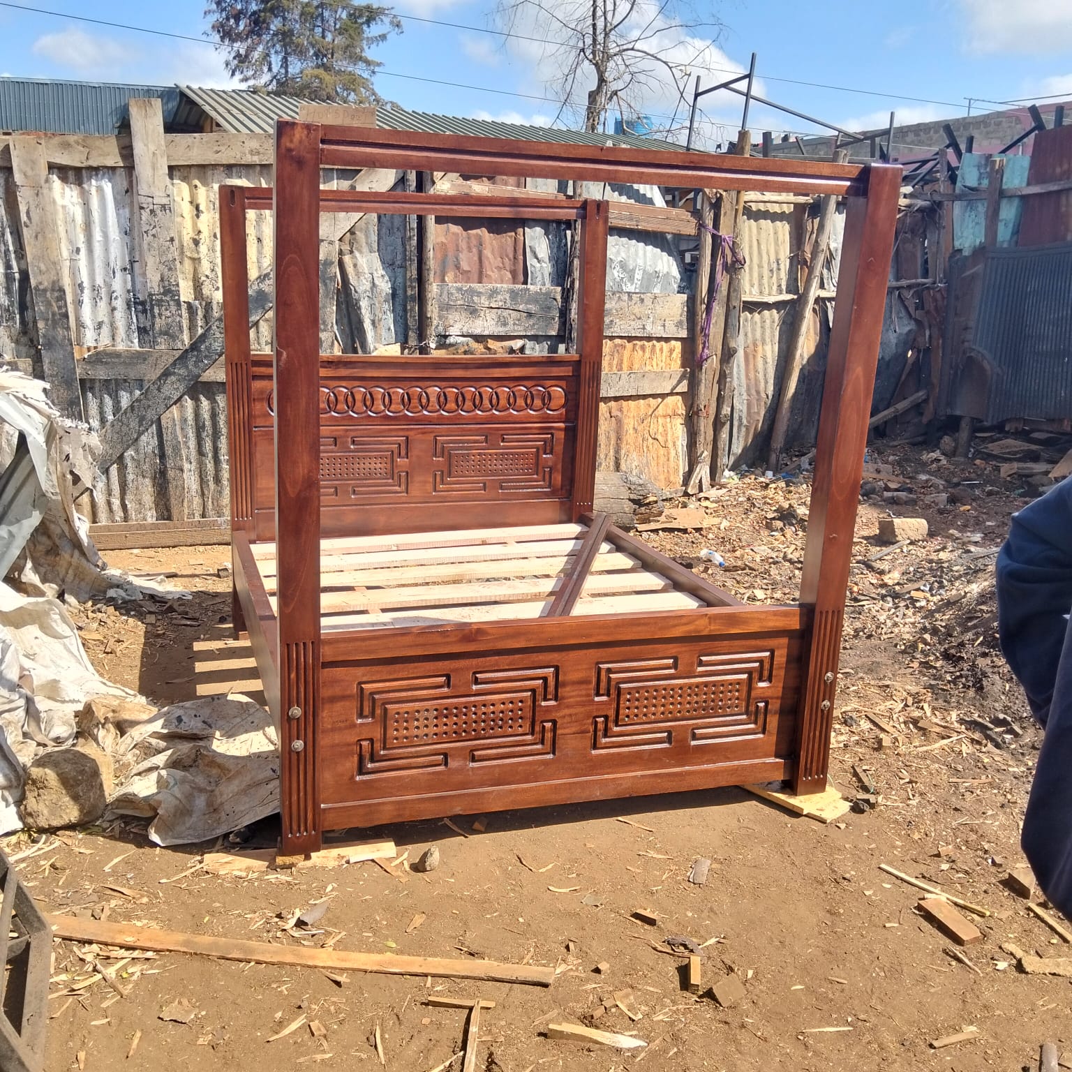 Classic 5ft by 6ft four poster wooden bed frame