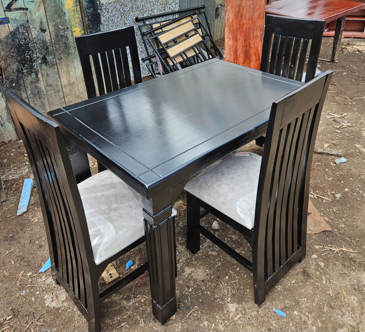 Stylish black wooden dining set
