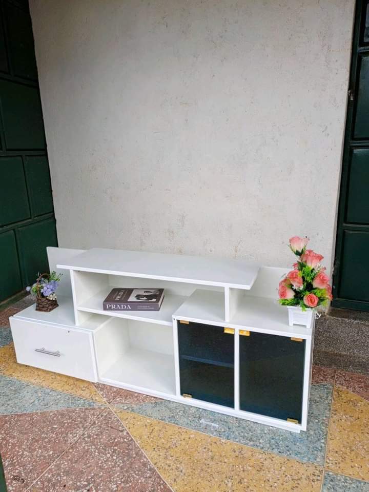 TV stand with tinted glass & drawers