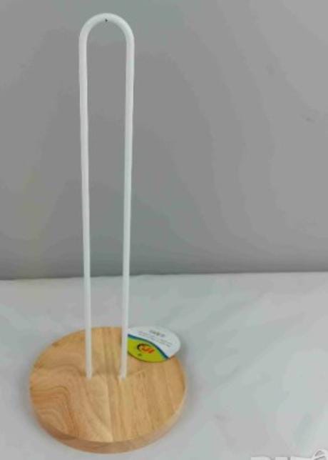 Wooden base kitchen roll holder