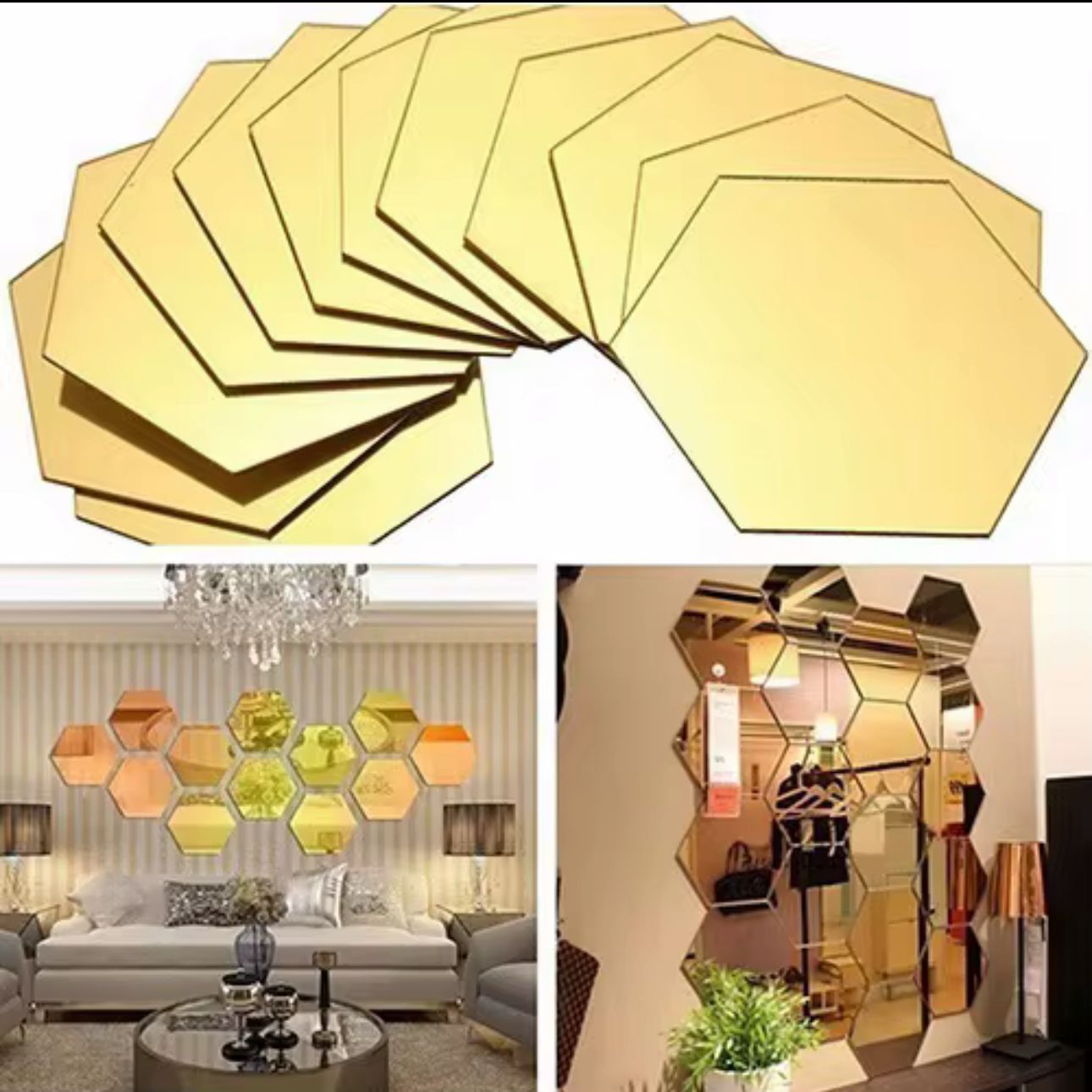 Hexagon acrylic decor mirrors