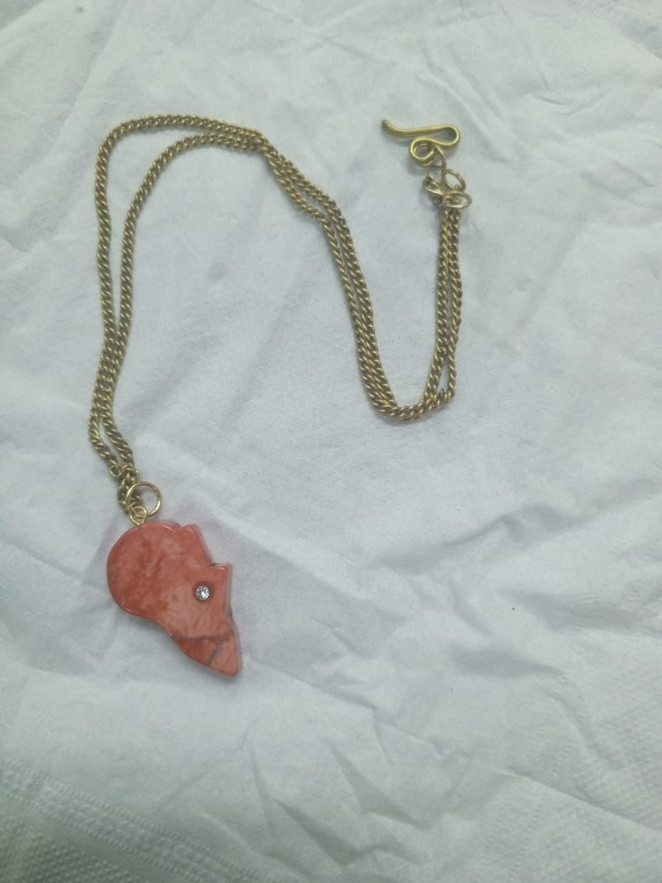 African coral stone chain necklace