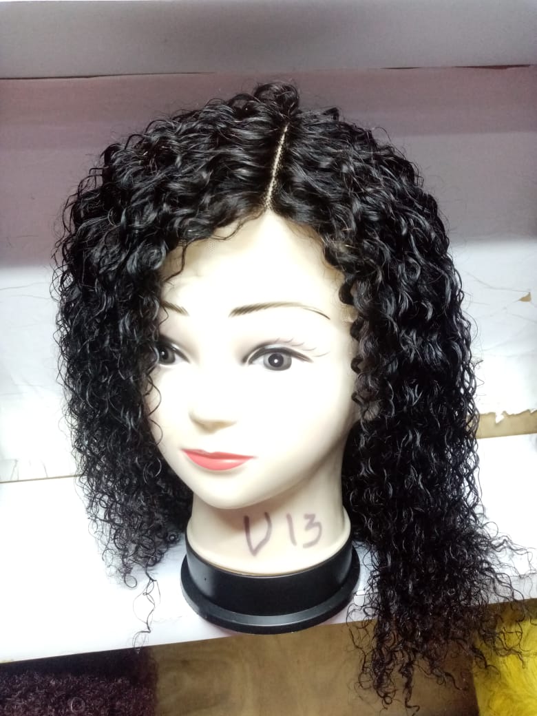 6 inches water curl human hair wig