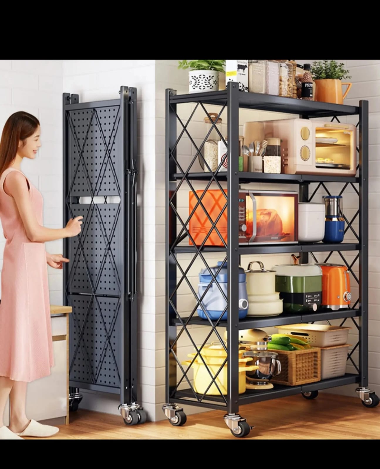 Movable kitchen rack organizer