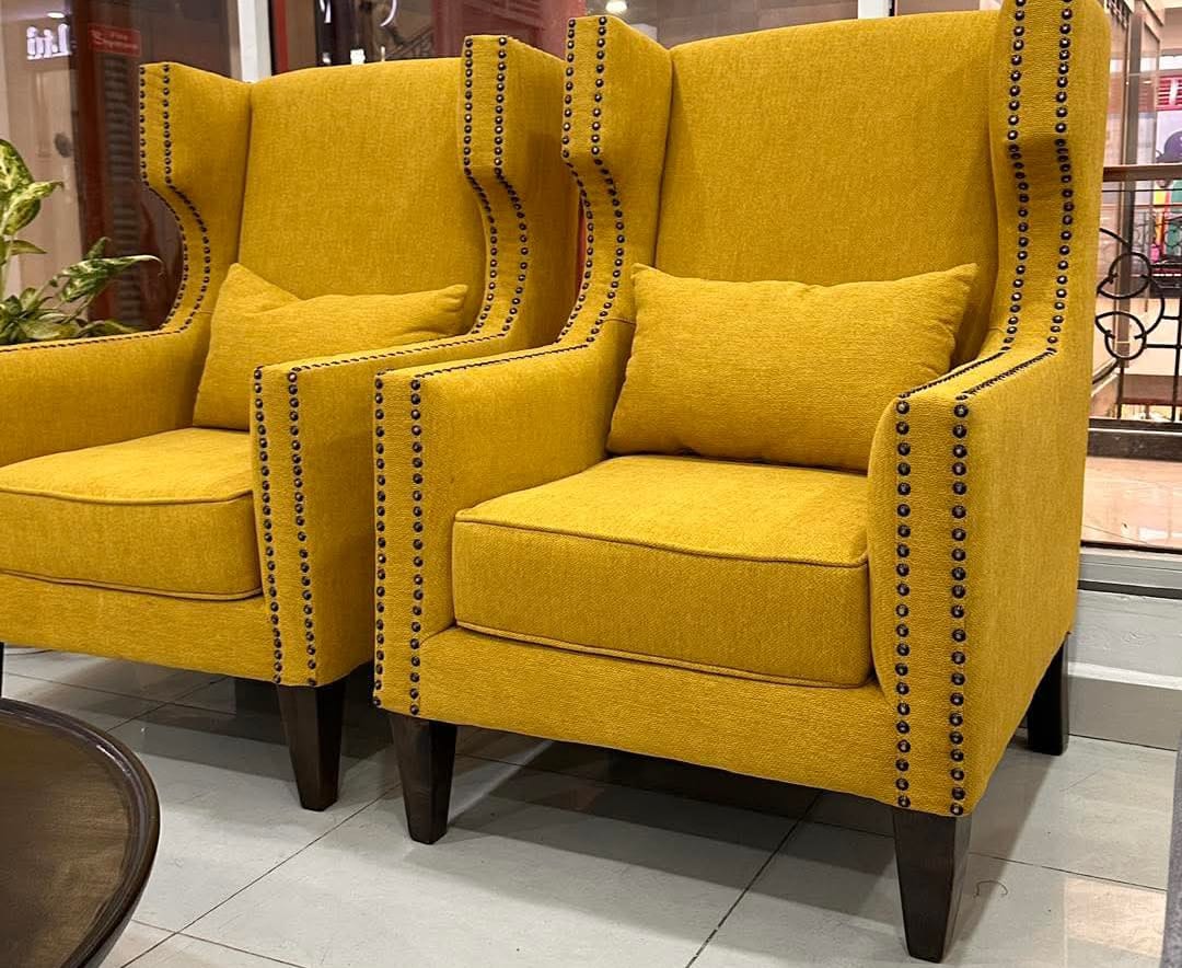Yellow 1-Seater Sofa – KSh 25,000 (Quality Fabric & HD Cushions)