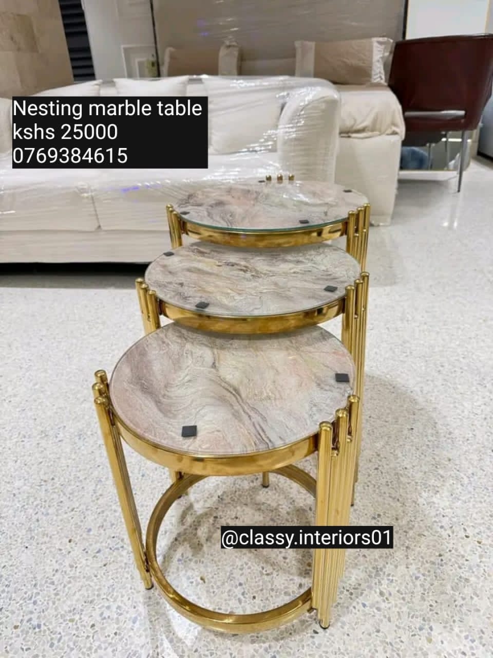 Elegant Nesting Marble Tables – Ksh 25,000
