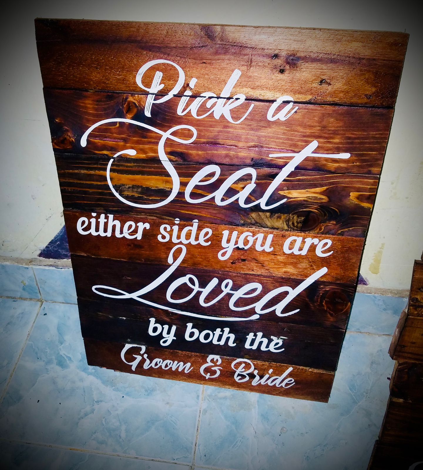 Assorted rustic wooden signages