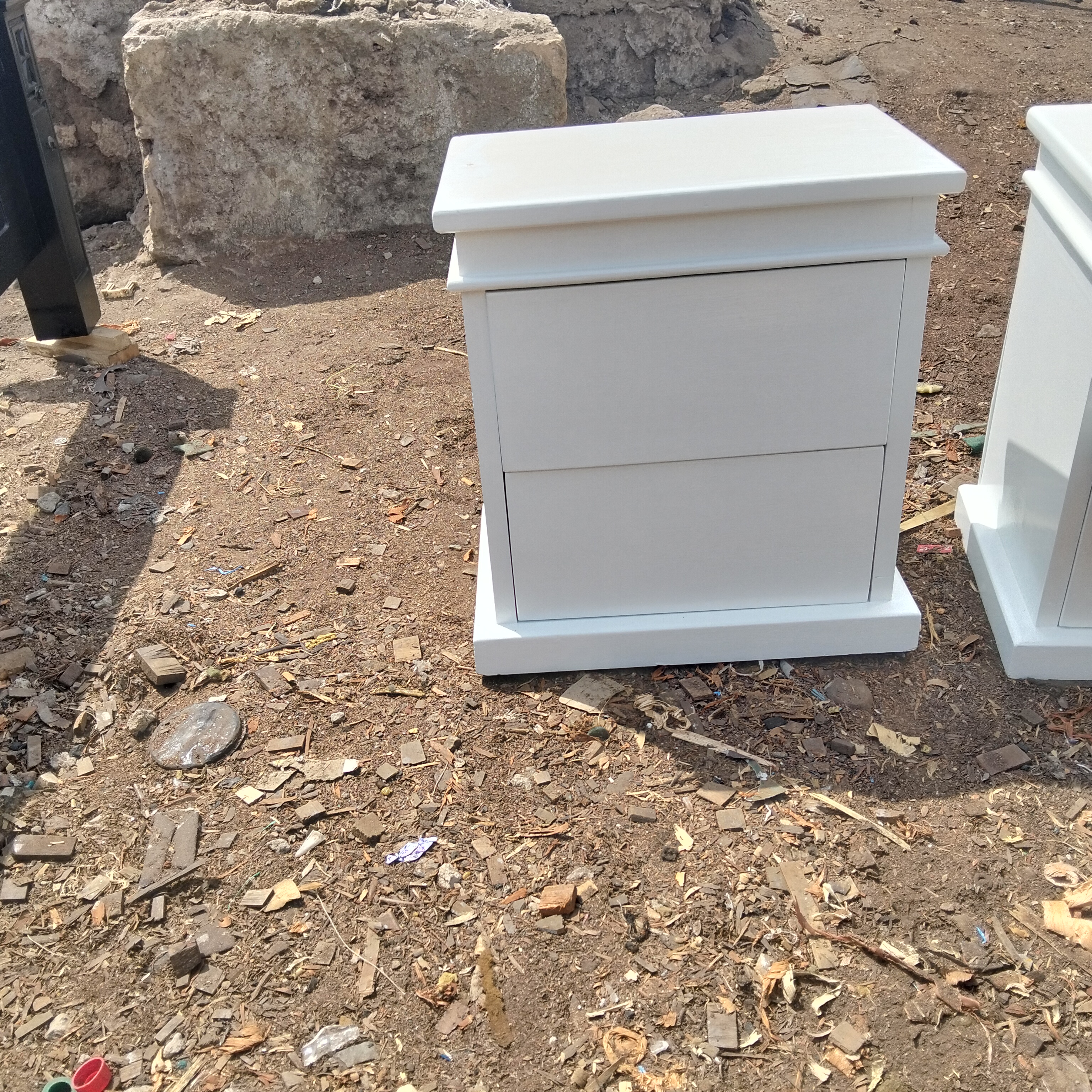 Modern White Wooden Bedside Cabinet
