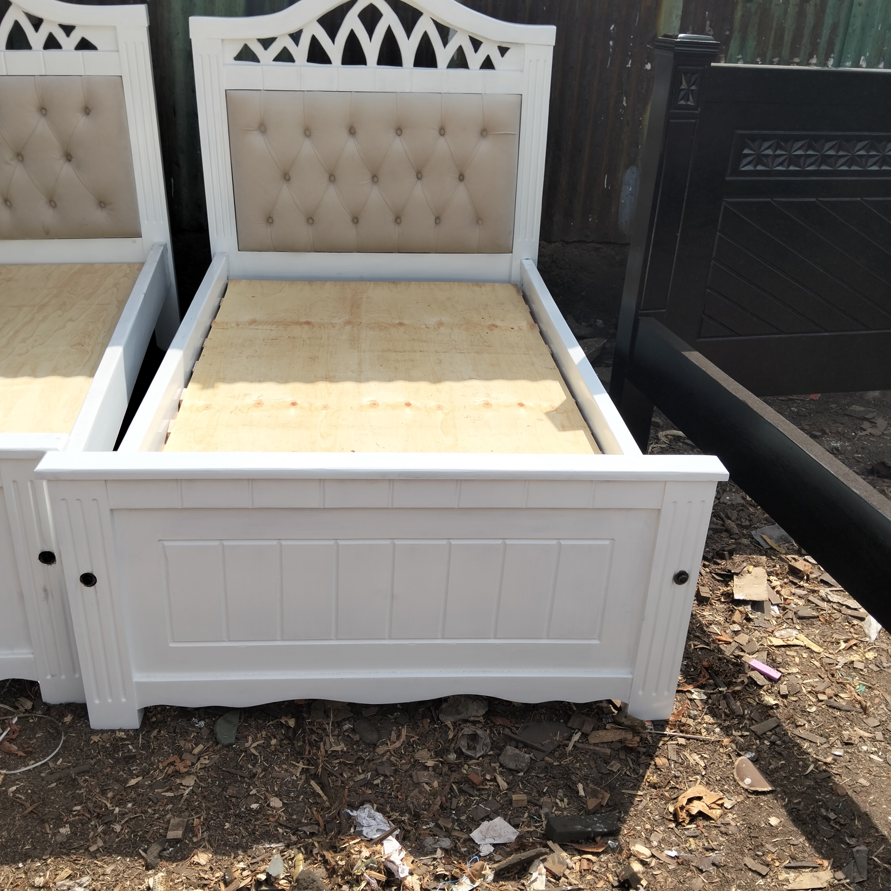 4ft by 6ft White Tufted Wooden Bed Frame