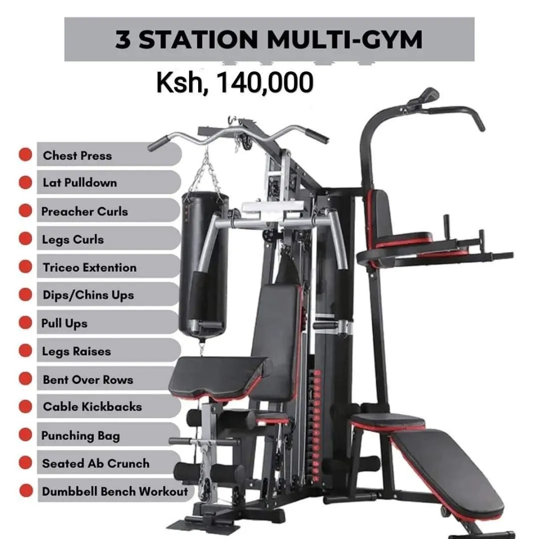 JX-DS930 Multi-Gym 3 Station Equipment with Boxing Punching Bag