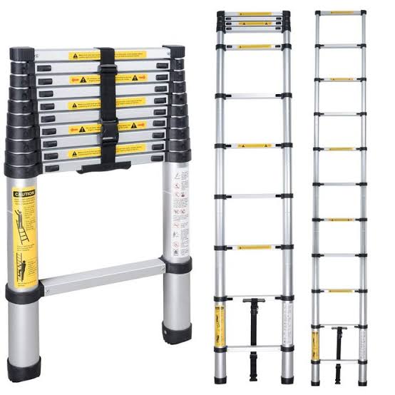 Aluminium single telescopic ladder