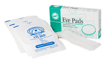 Eye pads with adhesive